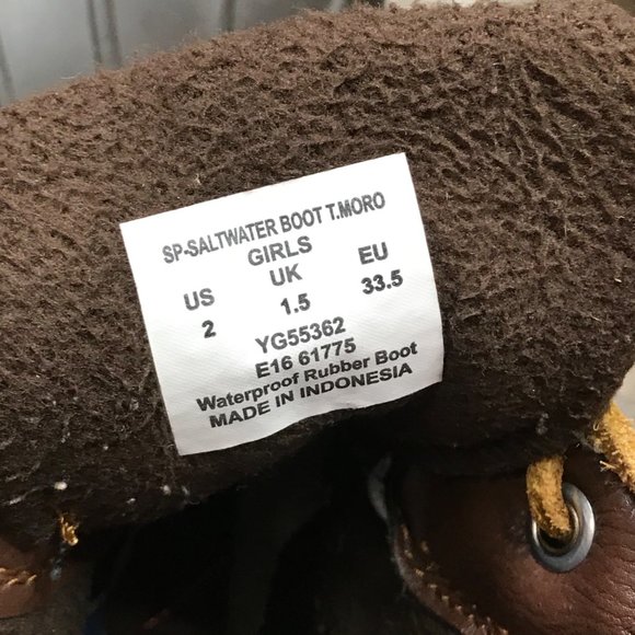 Sperry Top-Sider Saltwater Duck Boots Brown Waterproof Big Girl's Size 2 YG55362 - Picture 5 of 12